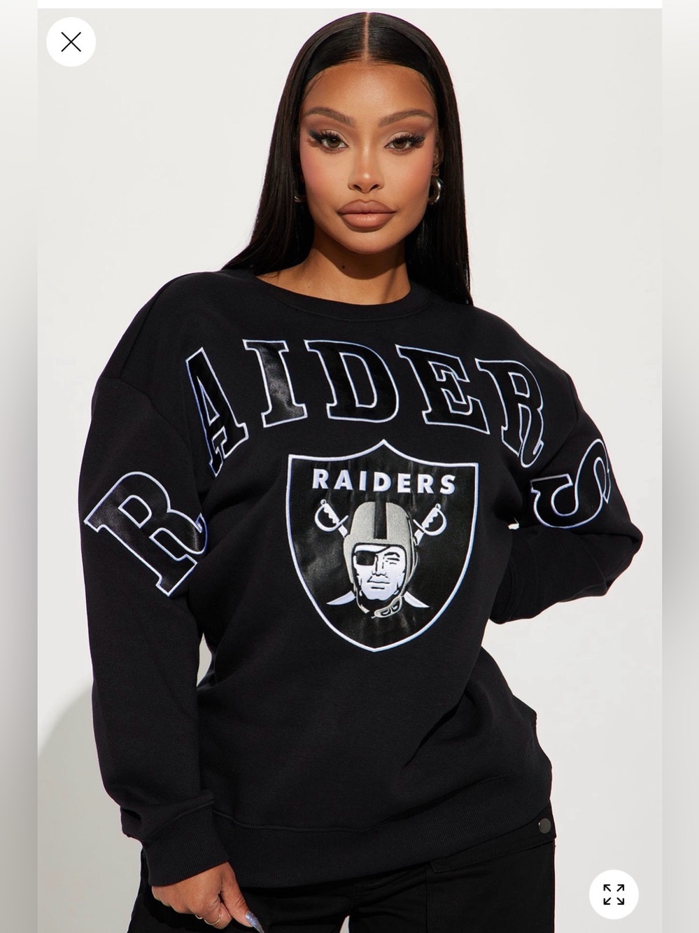 NEW! Fashion Nova Black Las Vegas Raiders Graphic Crewneck Sweatshirt